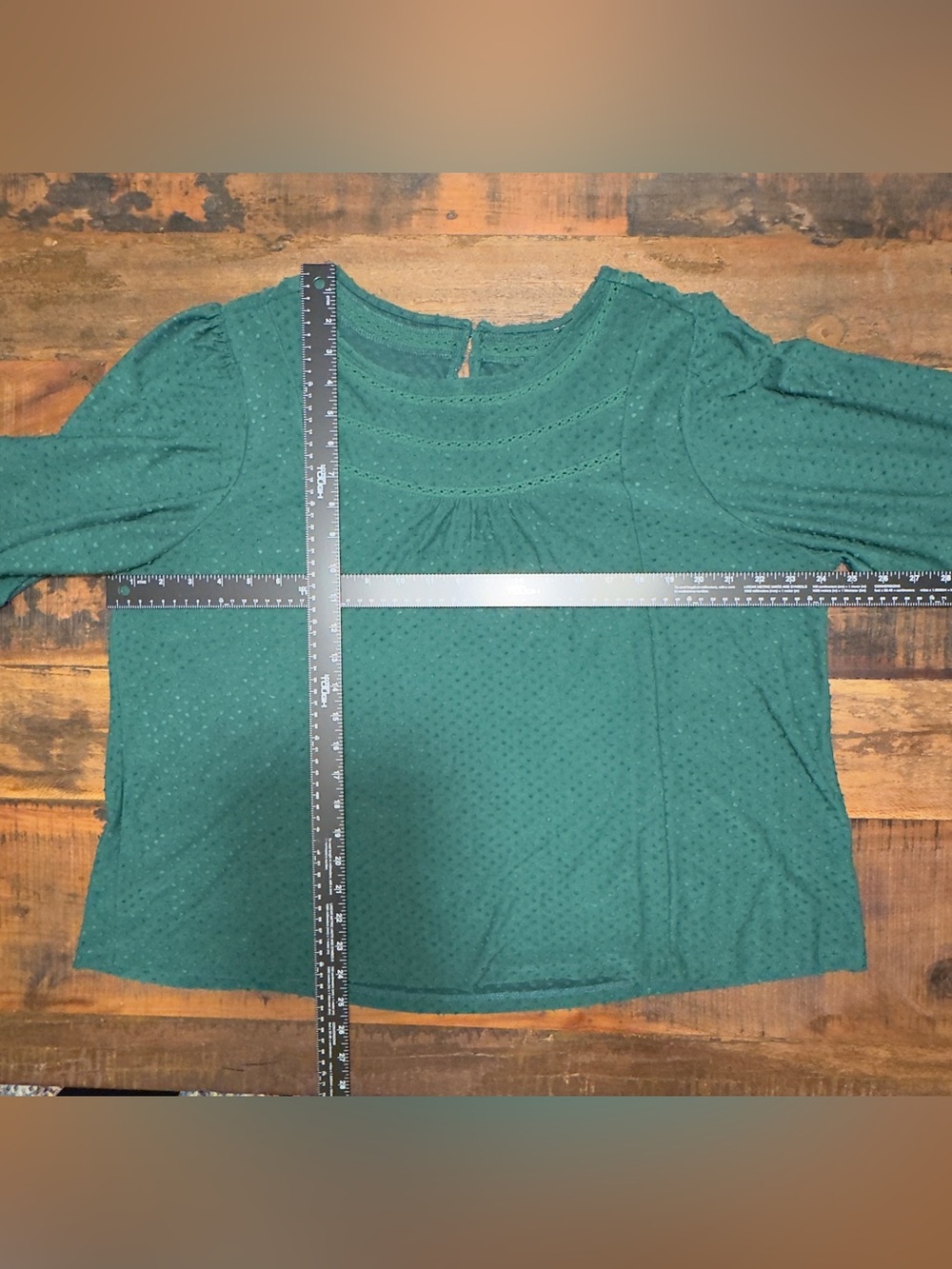 Women's Swiss Dot Green Long-Sleeve Top 1X - Picture 3 of 3